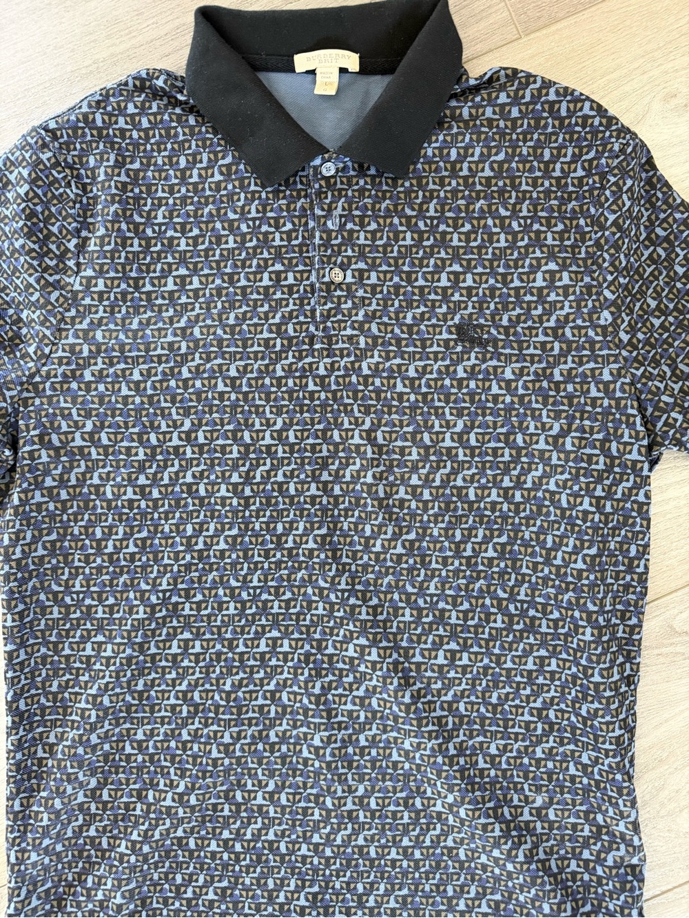 Burberry Black and Blue Geometric Polo